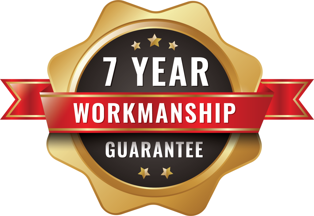 residential roofing contractor offering a 7 year workmanship guarantee logo